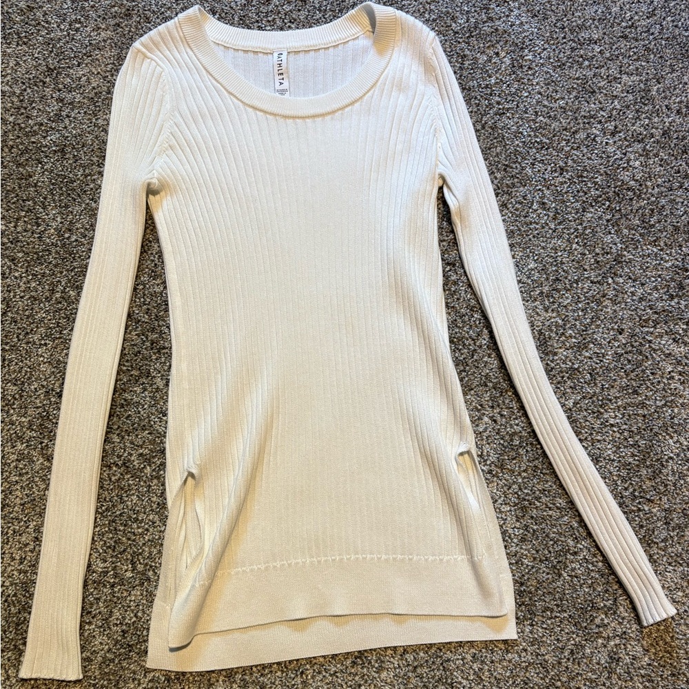 Athleta Light Beige Crew Neck Sweater